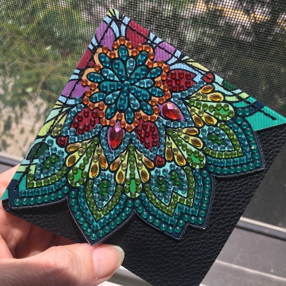 Diamond Art Lotus Flower Corner Bookmark, Colorful, Sparkly, Bling (TEAL) - Picture 14 of 17